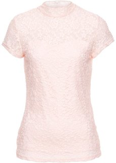 Кружевная футболка (нежно-розовый) Bonprix