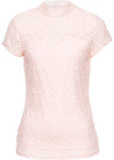 Кружевная футболка (нежно-розовый) Bonprix