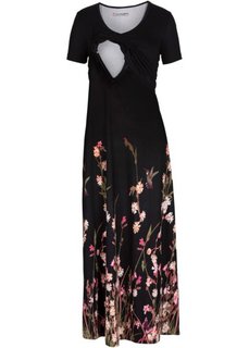 Для будущих и кормящих мам: длинное платье (черный в цветочек) Bonprix