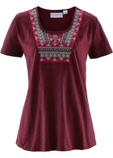 Топ дизайна Maite Kelly с коротким рукавом (кленово-красный с узором) Bonprix