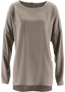 Блузка с застежкой-молнией сзади (серо-коричневый) Bonprix
