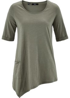 Футболка с рукавом 1/2 и асимметричным низом (оливковый) Bonprix