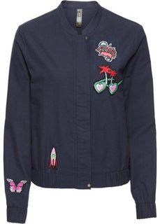 Бомбер с нашивками (черный) Bonprix