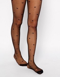Колготки плотностью 20 ден с сердечками ASOS - Черный