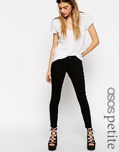 Черные укороченные джинсы скинни с заниженной талией ASOS PETITE Whitby - Черный