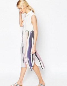 Платье-рубашка миди в полоску ASOS City - Мульти