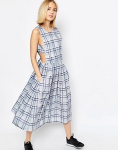 Платье в клетку со складками у нижнего края ASOS WHITE - Мульти