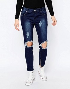 Облегающие джинсы с дырками на коленях Glamorous - Синий