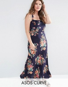 Платье макси с цветочным принтом ASOS CURVE Pinny - Мульти