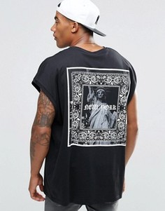 Oversize-футболка с платочным принтом сзади ASOS - Черный