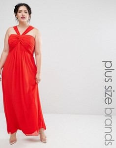 Платье макси размера плюс с присборенным лифом Junarose Mirka - Красный