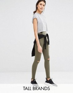 Леггинсы с прорехами на коленях Missguided Tall - Зеленый