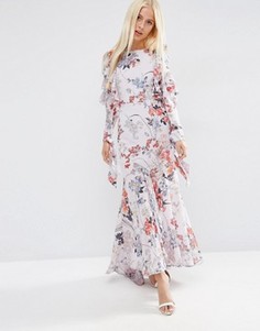 Серое платье макси с цветочным принтом ASOS - Серый