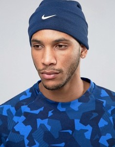 Синяя шапка-бини с логотипом Nike 803734-423 - Синий