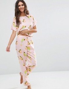 Пижама с футболкой и брюками с принтом лягушек ASOS - Мульти