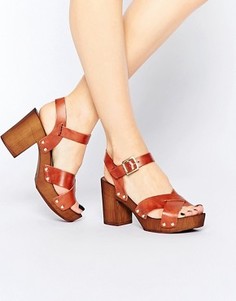Кожаные сандалии на каблуке ASOS TILLY - Рыжий