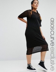 Сетчатое платье‑комбинация ASOS CURVE - Черный