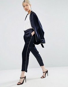 Брюки в пижамном стиле с окантовкой ASOS Luxe - Темно-синий