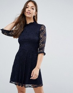 Короткое приталенное платье из кружева ASOS - Темно-синий