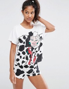 Пижамная футболка и шорты ASOS Disney Cruella - Мульти