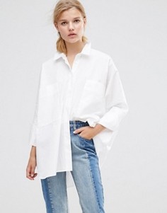 Oversize-рубашка с двойными манжетами ASOS - Белый