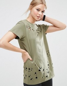Состаренная oversize-футболка бойфренда ASOS - Зеленый