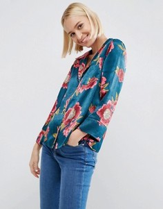 Атласная блузка в пижамном стиле с ярким цветочным принтом ASOS - Мульти