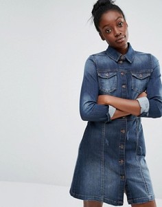 Джинсовое платье на пуговицах спереди Only - Синий