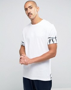 Длинная футболка с принтом на рукавах и на нижней кромке ASOS - Белый