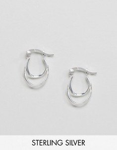 Двойные серебряные серьги-кольца ASOS - Серебряный