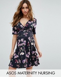 Чайное платье с цветочным принтом ASOS Maternity NURSING - Мульти