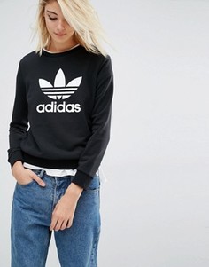 Свитшот с логотипом‑трилистником adidas Originals - Черный