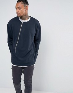 Oversize-свитшот с асимметричной молнией ASOS - Темно-синий