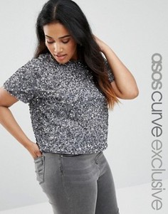 Футболка с пайетками ASOS CURVE - Серый