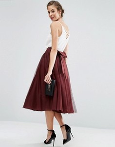 Юбка для выпускного из тюля с бантом сзади ASOS - Розовый