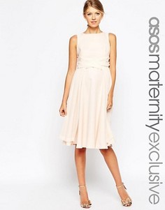 Короткое приталенное платье для беременных с запахом ASOS Maternity - Розовый