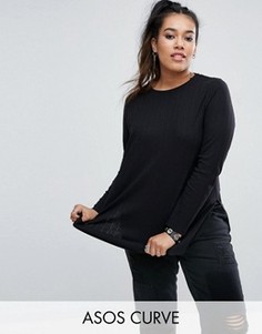 Топ-туника с разрезами по бокам и асимметричной кромкой ASOS CURVE - Черный