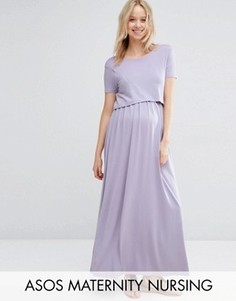 Двухслойное платье макси для кормящих мам ASOS Maternity NURSING - Фиолетовый