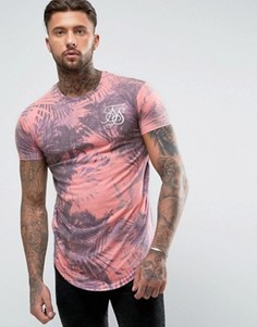 Розовая футболка с асимметричным краем и принтом SikSilk - Розовый