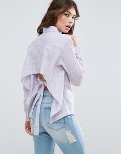 Рубашка с вышивкой в полоску и бантом на спине ASOS - Фиолетовый
