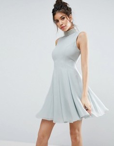 Платье мини с жемчужной отделкой ASOS - Синий