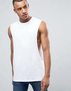 Белая футболка без рукавов с заниженными проймами ASOS - Белый