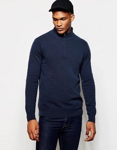 Джемпер из 100% мериносовой шерсти на молнии United Colors of Benetton - Синий