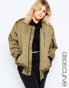Бомбер с молниями ASOS CURVE Ultimate - Зеленый