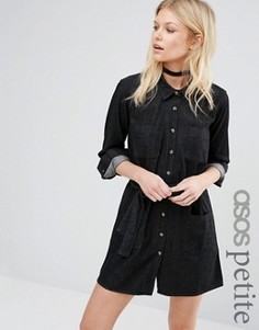 Черное выбеленное джинсовое платье‑рубашка ASOS PETITE - Черный