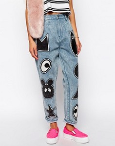 Джинсы с нашивками в винтажном стиле Mini Cream - Черный