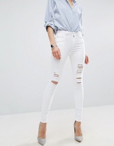 Белые рваные джинсы скинни с завышенной талией ASOS Ridley - Белый