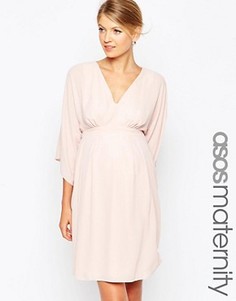 Платье мини для беременных с поясом оби ASOS Maternity - Розовый