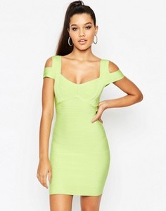 Бандажное платье мини с широким вырезом ASOS SCULPT Premium - Зеленый