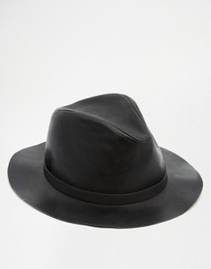 Черная шляпа из искусственной кожи ASOS - Черный